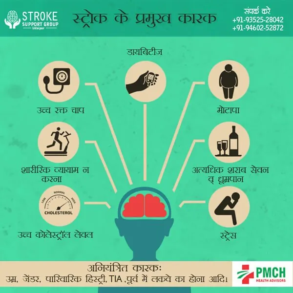 Stroke risk factors (Hindi) — social & posters by Udaipur Graphic Designer